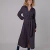 Plum Lips langes Kleid mit V-Ausschnitt