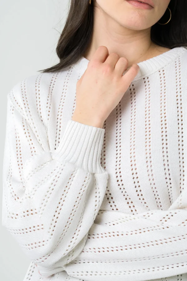 Pullover aus Merinowolle Lamier Ekru