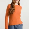 Pullover aus recycelter feiner Wolle Laura Orange