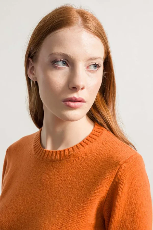 Pullover aus recycelter feiner Wolle Laura Orange