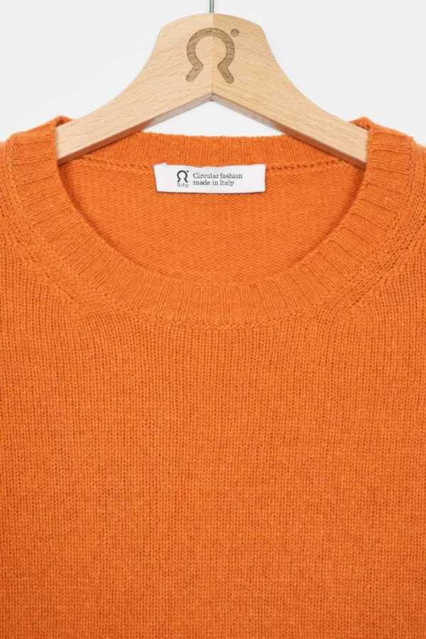 Pullover aus recycelter feiner Wolle Laura Orange