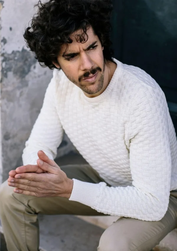 Pullover Damier ekru kariert