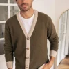 Recycelte zweifarbige Herren-Strickjacke