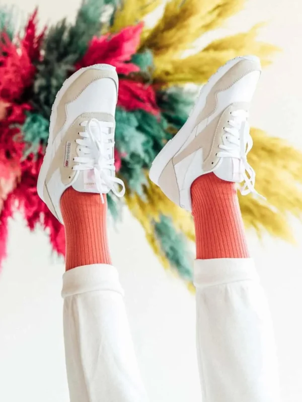 Ribbed Coral Red Socken