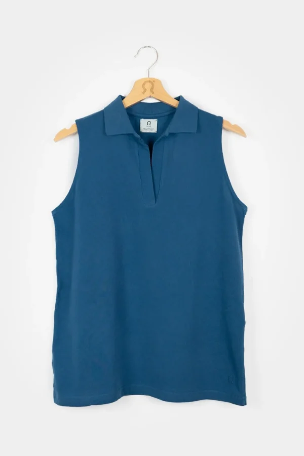 Ärmelloses Poloshirt Helen Blau