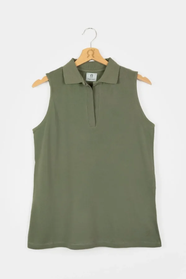 Ärmelloses Poloshirt Helen Grün