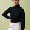 Rollkragenpullover aus recyceltem Kaschmir Ada Schwarz