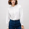 Romantische weisse Polka-Dot Bluse