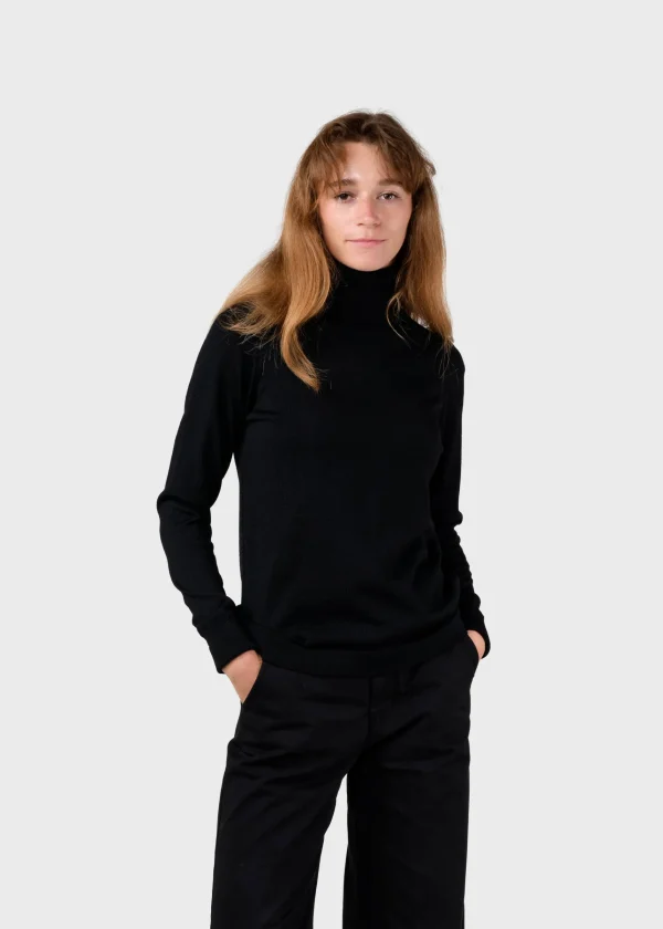 Schwarzer Merino-Rollkragenpullover Isabella