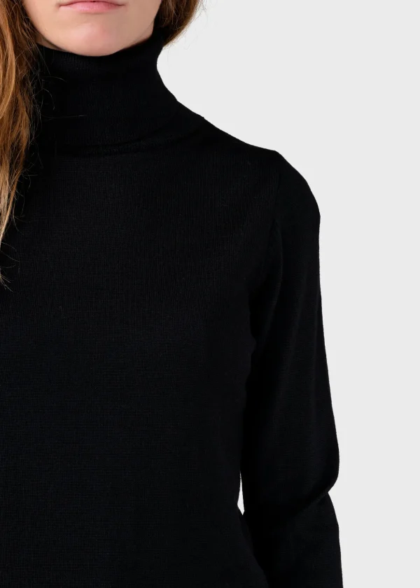 Schwarzer Merino-Rollkragenpullover Isabella