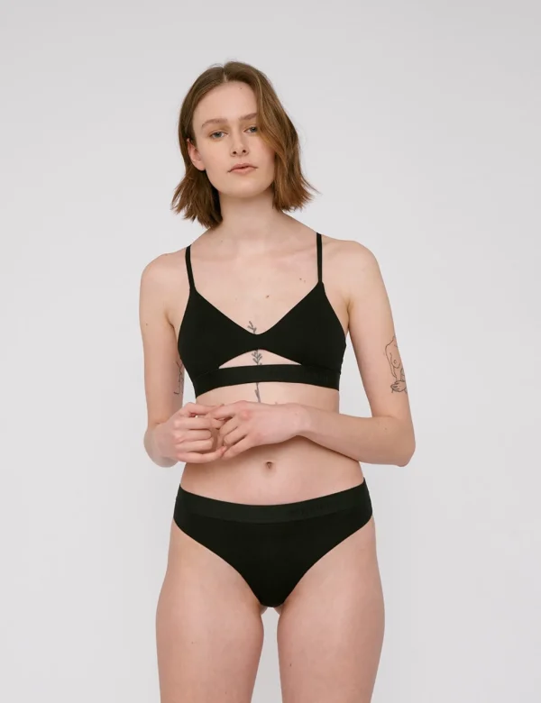 Schwarzer Tencel-Tanga im Duo-Pack