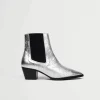 Silberne vegane Lederstiefel