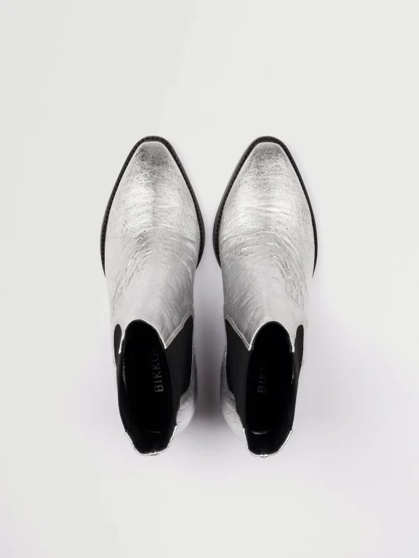 Silberne vegane Lederstiefel