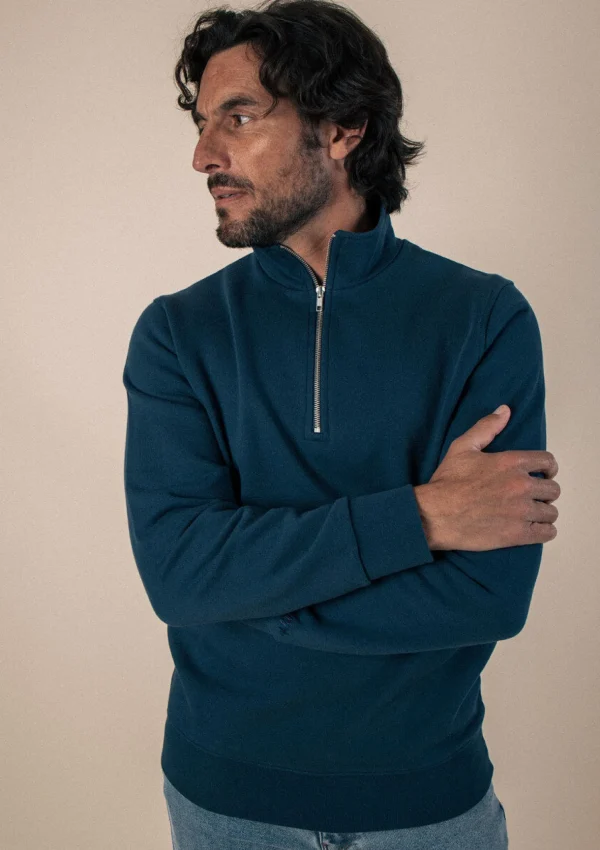Sweatshirt mit Trucker-Kragen Union Blau