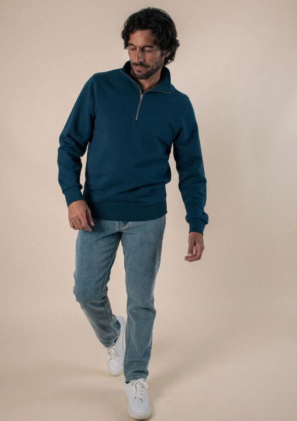 Sweatshirt mit Trucker-Kragen Union Blau