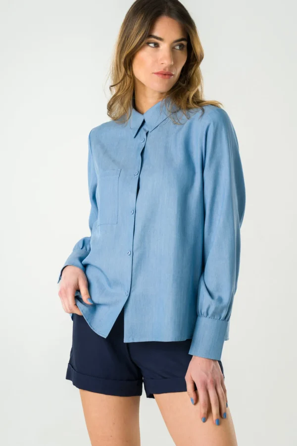 Tencel Bluse Kauri Blau denim