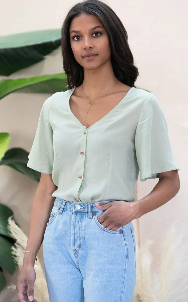 Tencel Bluse Lys matcha grün