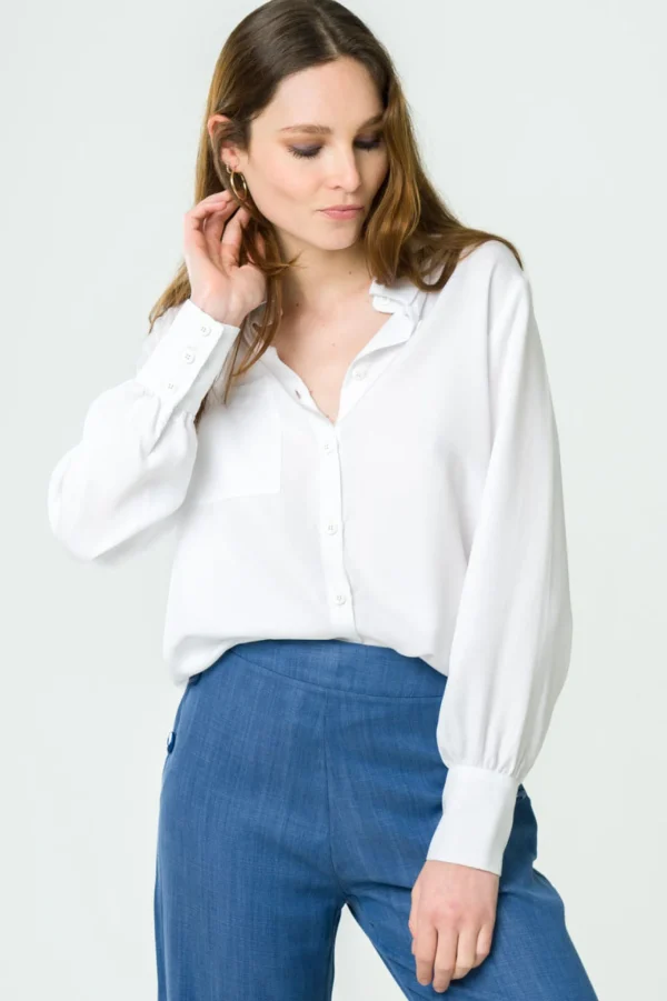 Tencel Damen-Bluse Kauri weiss