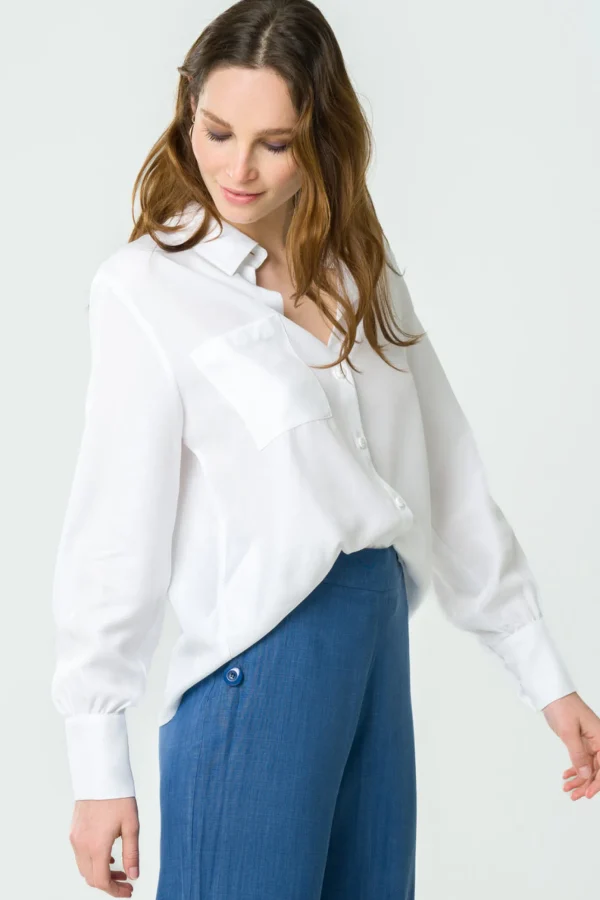 Tencel Damen-Bluse Kauri weiss
