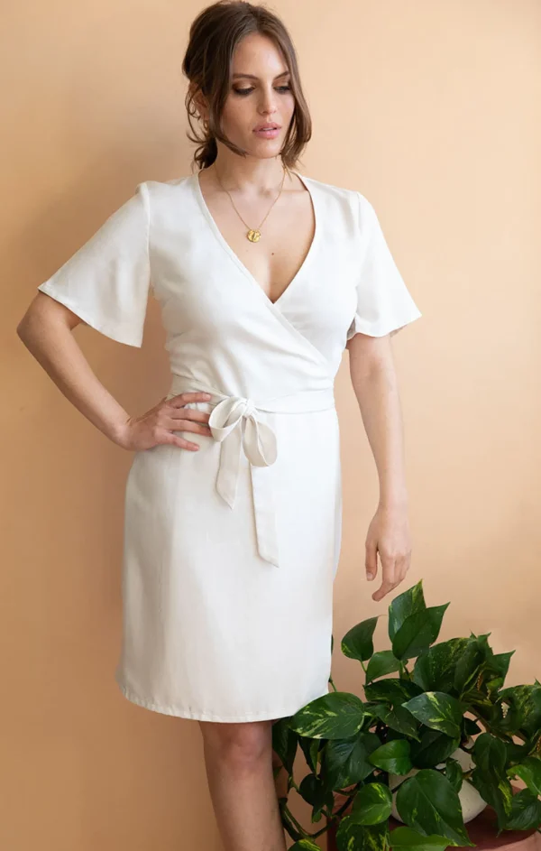Tencel Wickelkleid Avena Ekru