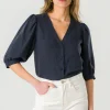 Tencel-Bluse Aster Navy