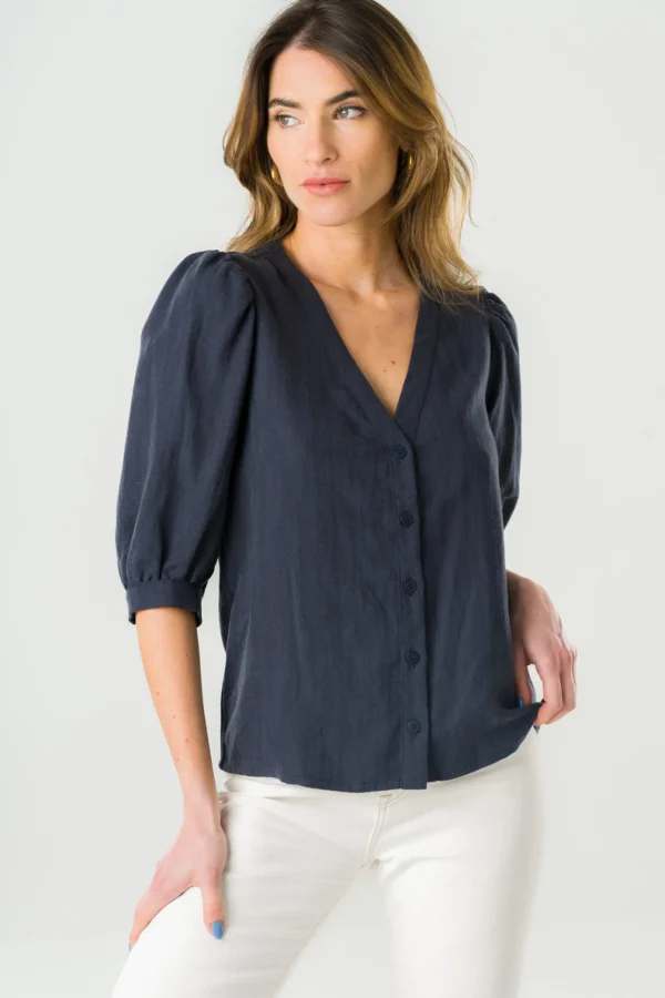 Tencel-Bluse Aster Navy
