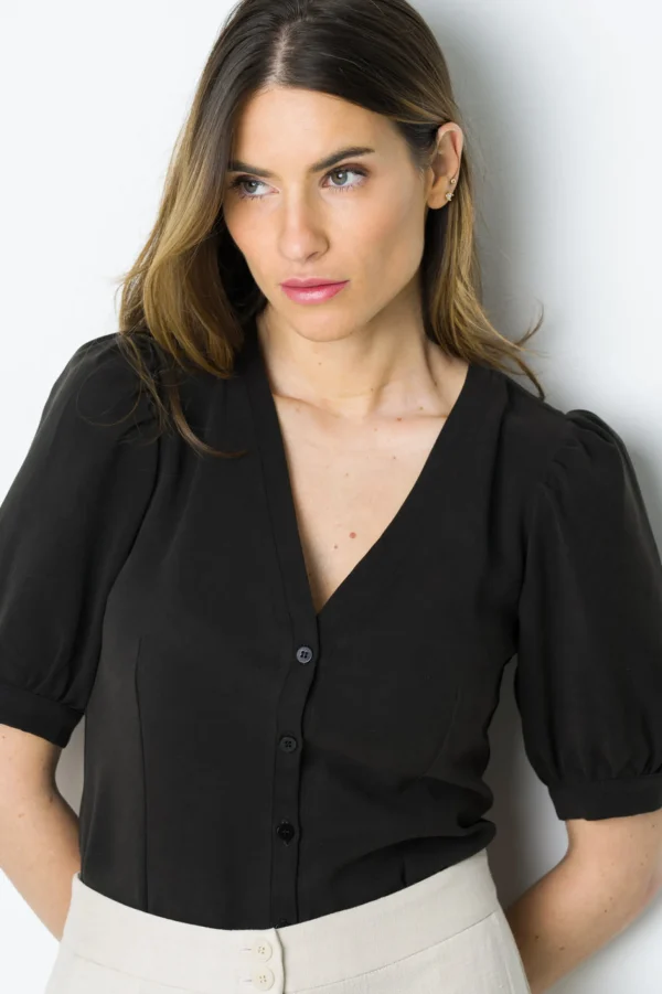 Tencel-Bluse Aster Schwarz
