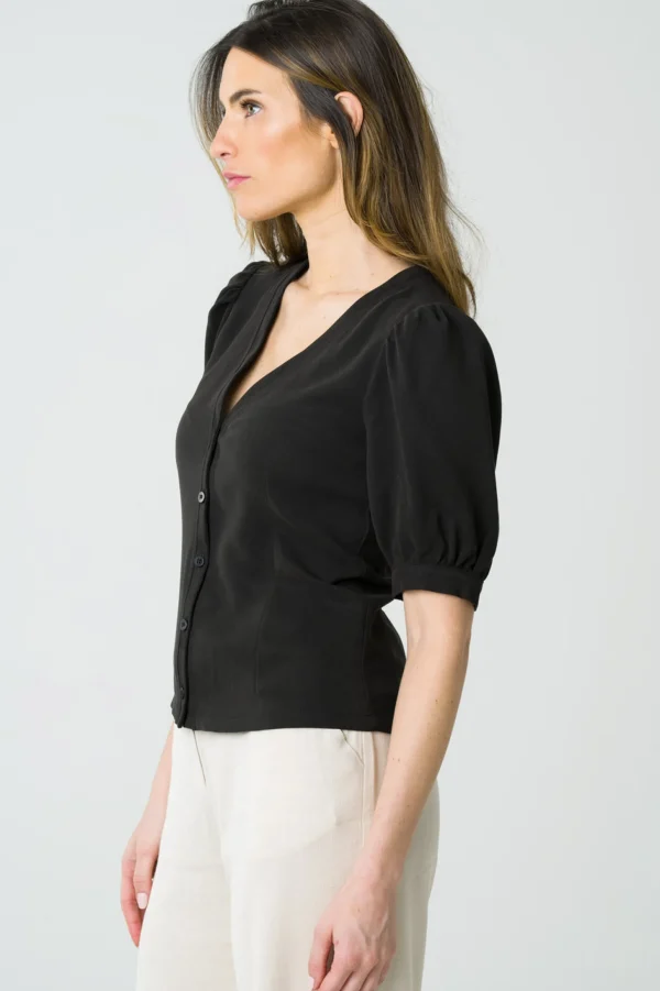Tencel-Bluse Aster Schwarz