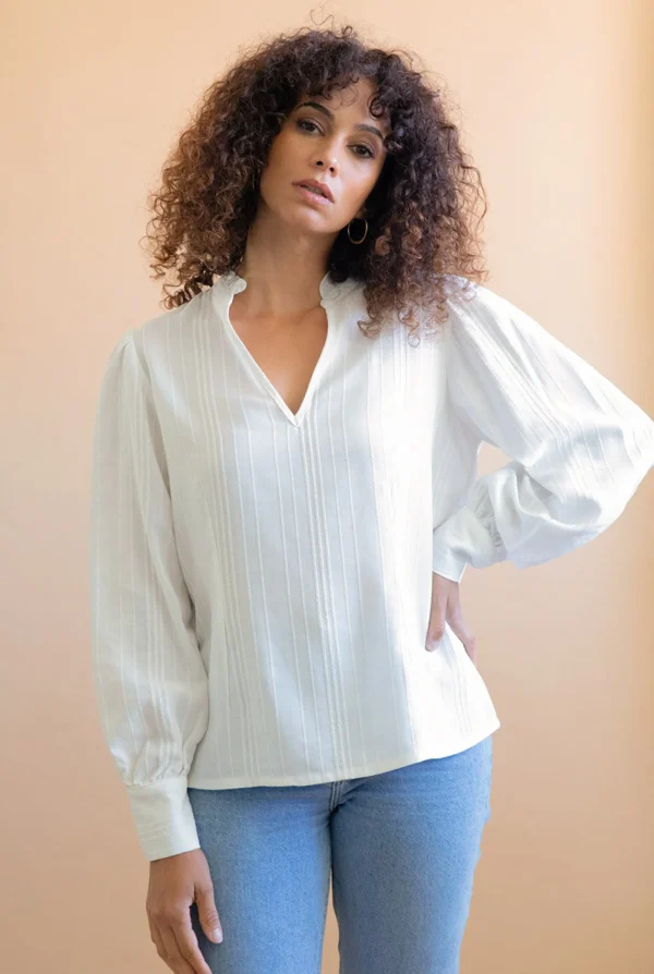 Weisse Tencel-Bluse Orchidée