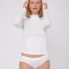 Weisses Tencel-Rollkragenoberteil