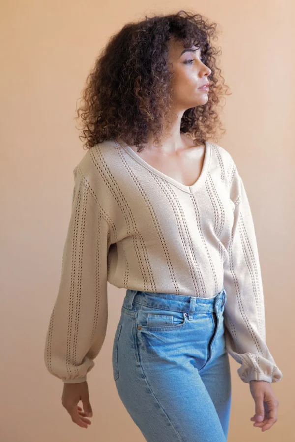 Wendbarer Damenpullover Lamier Beige