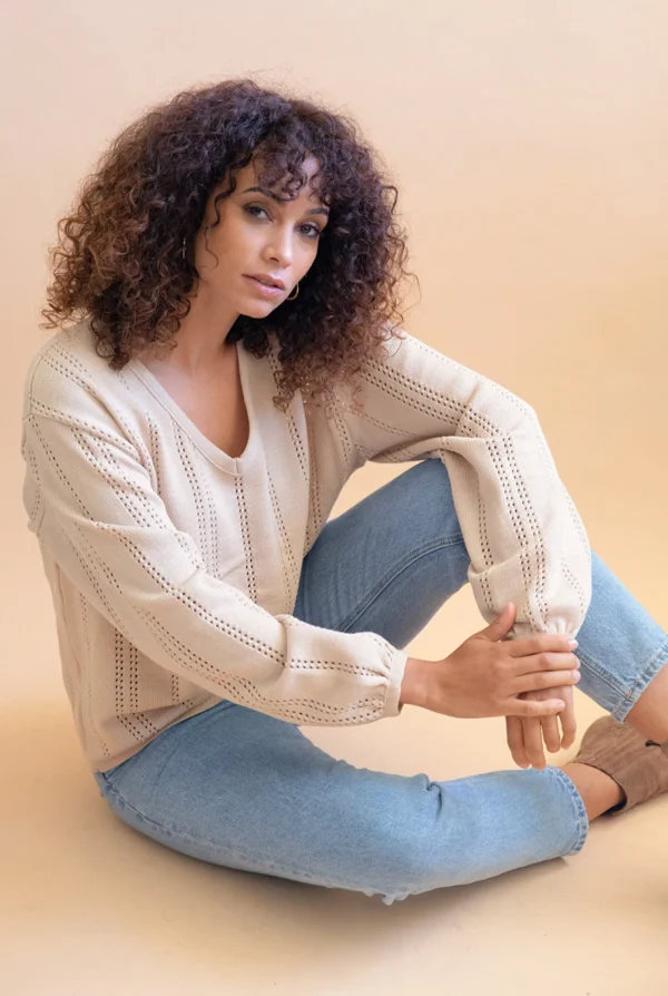 Wendbarer Damenpullover Lamier Beige