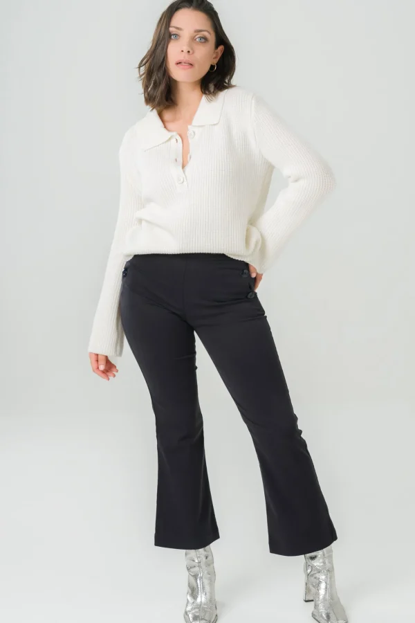 Wolle Polopullover für Damen Torreya Weiss