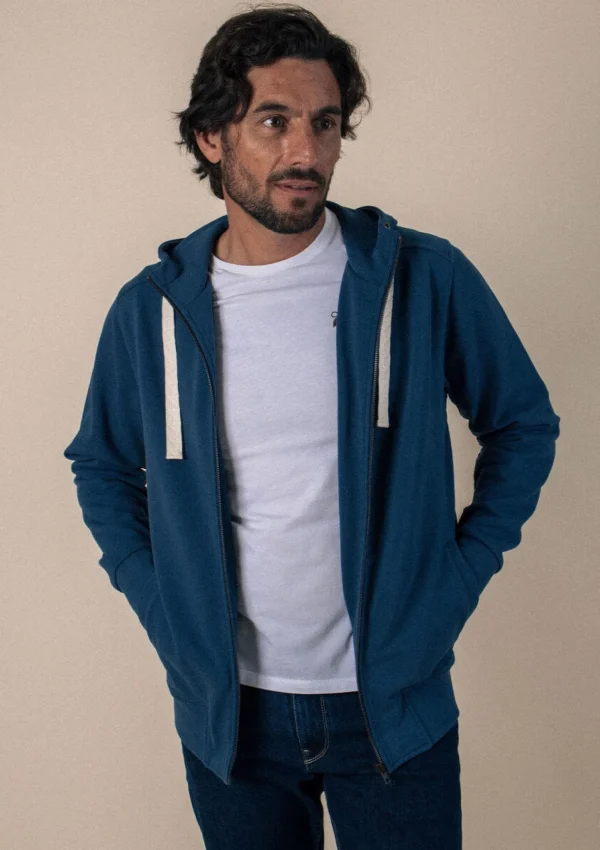 Zipped Hoodie Détente blau