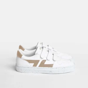Beige vegane Klett-Sneaker