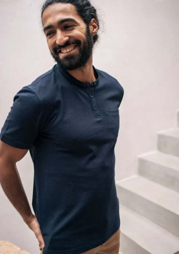 Bio-Baumwolle Polo-Shirt Monpolo marineblau
