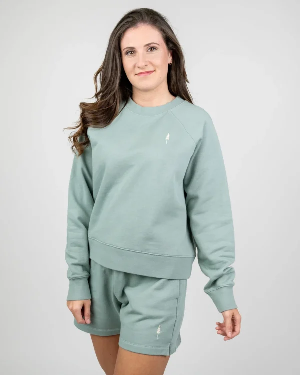 Bio-Baumwolle Sweatshirt TreeSweater Raglan Women Turquoise