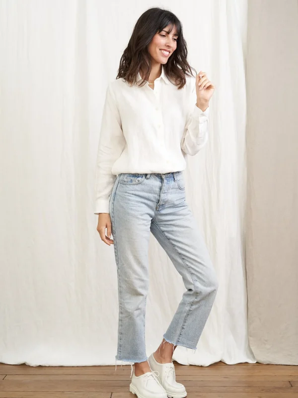 Damen Leinen-Hemd Essentielle weiss