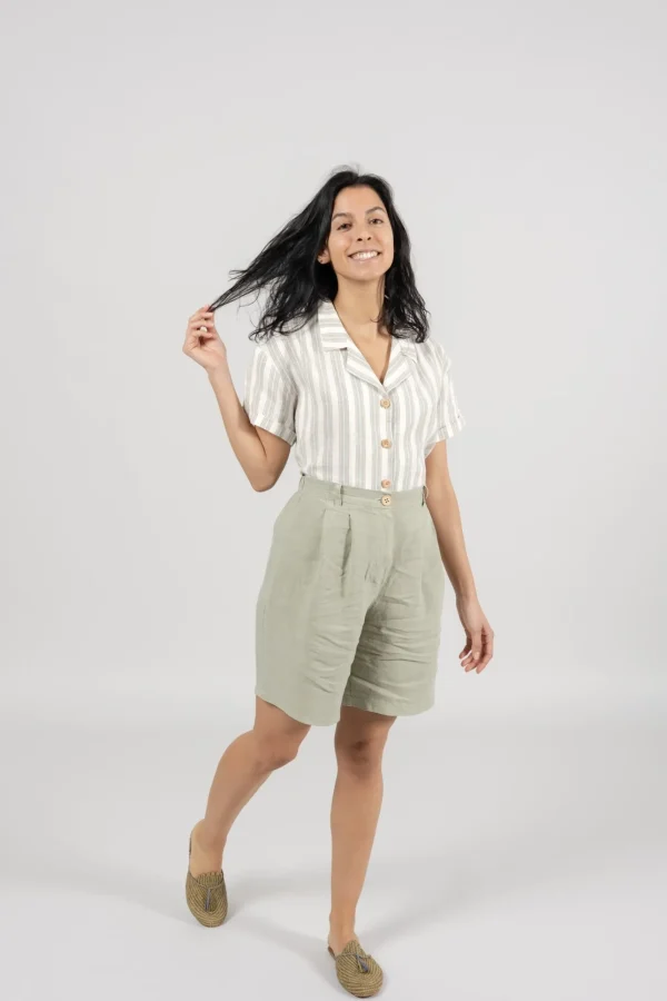 Damen Leinen-Shorts Avis Grün