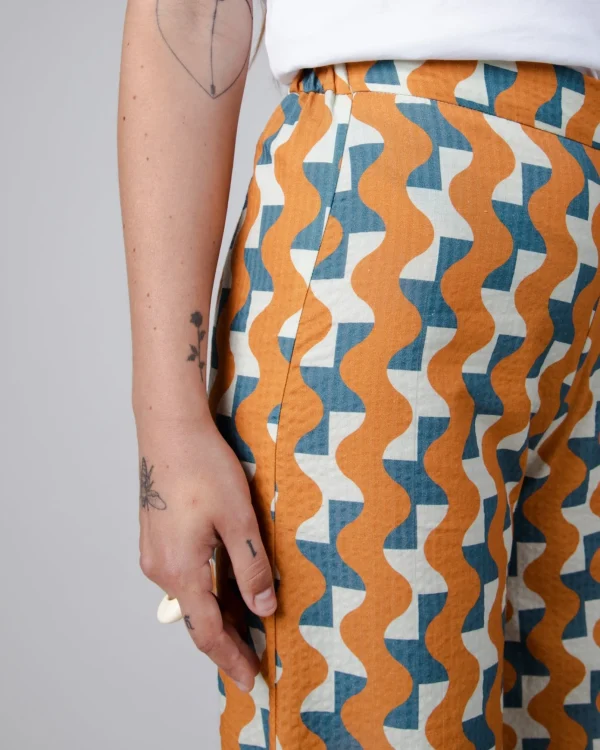 Damen-Hosen Big Tiles Ocker