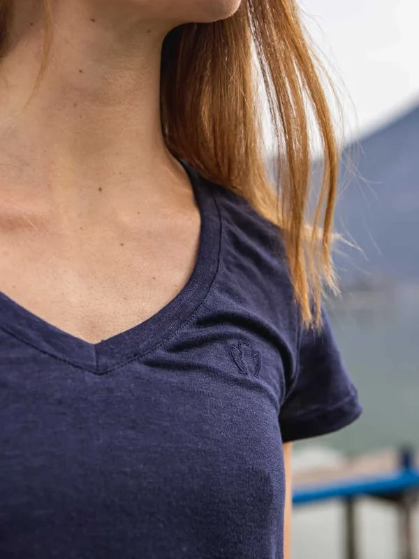 Damen-T-Shirt aus Leinen L'Indispensable Blau
