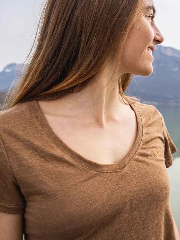 Damen-T-Shirt aus Leinen L'Indispensable Braun
