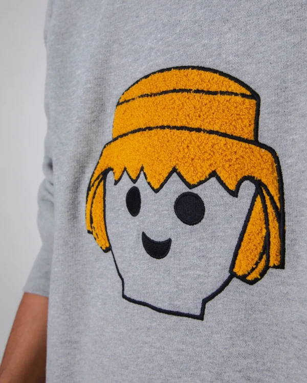 Graues Playmobil-Sweatshirt aus Bio-Baumwolle