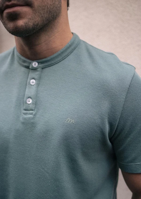 Henley Poloshirt Emblême Eucalyptus