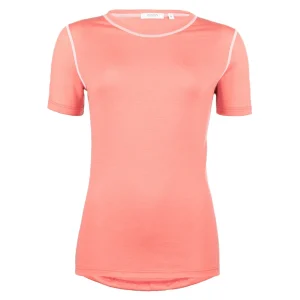 Korallenrotes Damen-Lauf-T-Shirt aus Merino und Lyocell